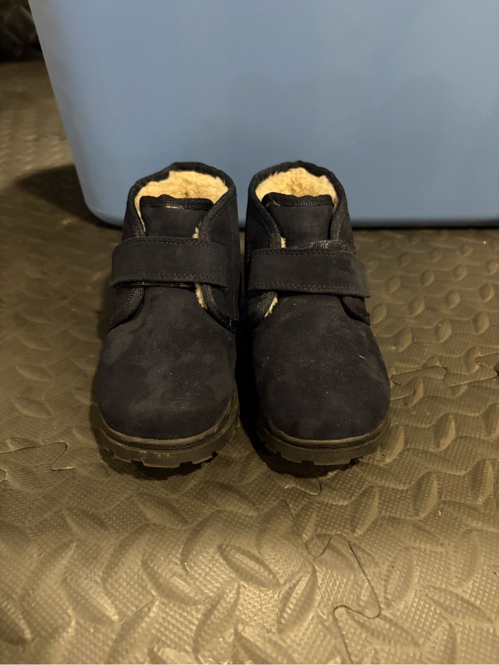 Target Kids Navy Faux-Fur Lined Hook-and-Loop Boots